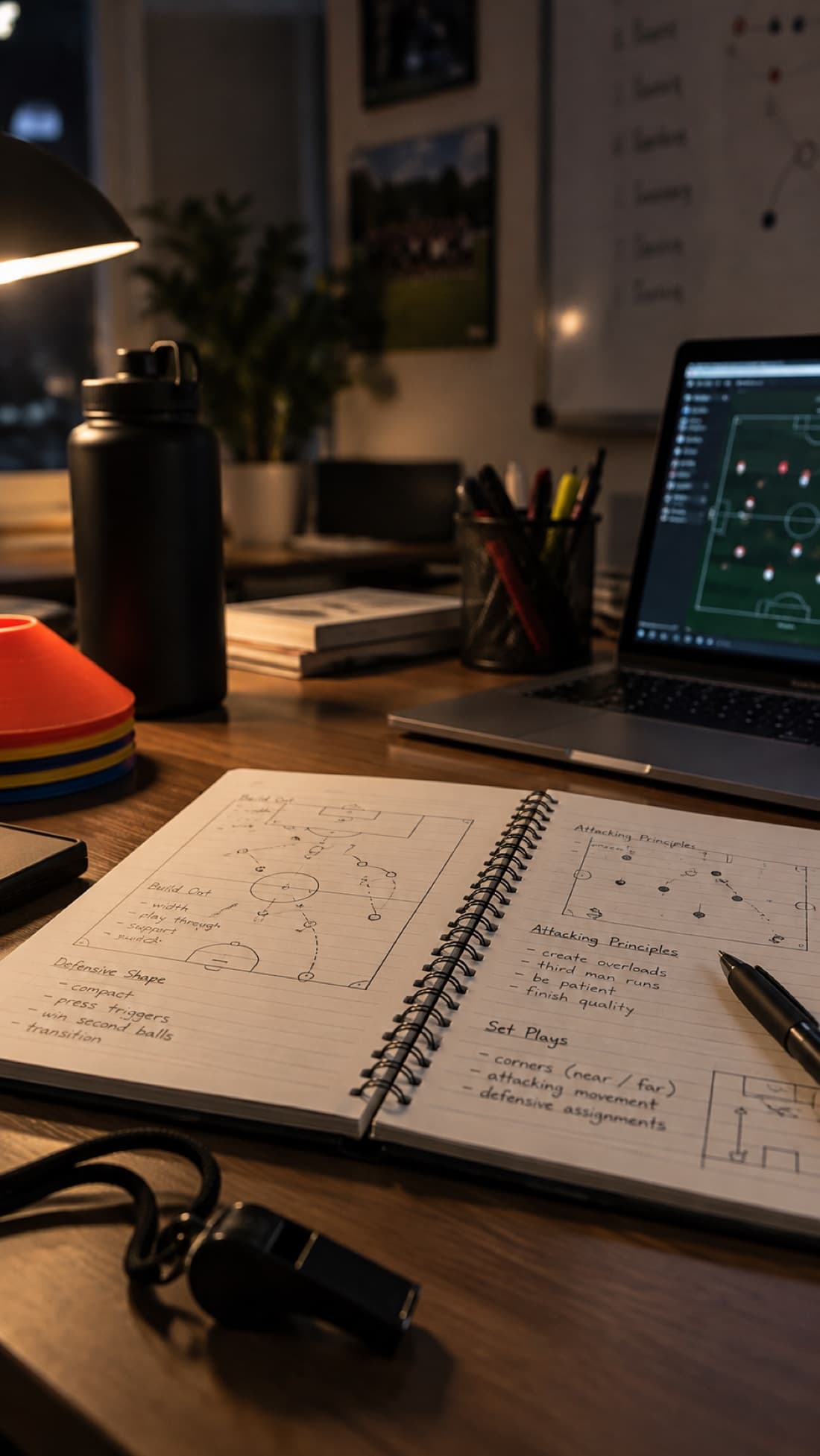 A coach shaping a team's shape on the training pitch